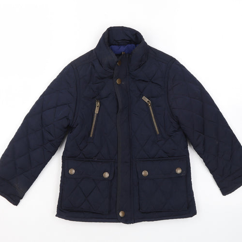 Zara Girls Blue Quilted Coat Size 5 Years Zip