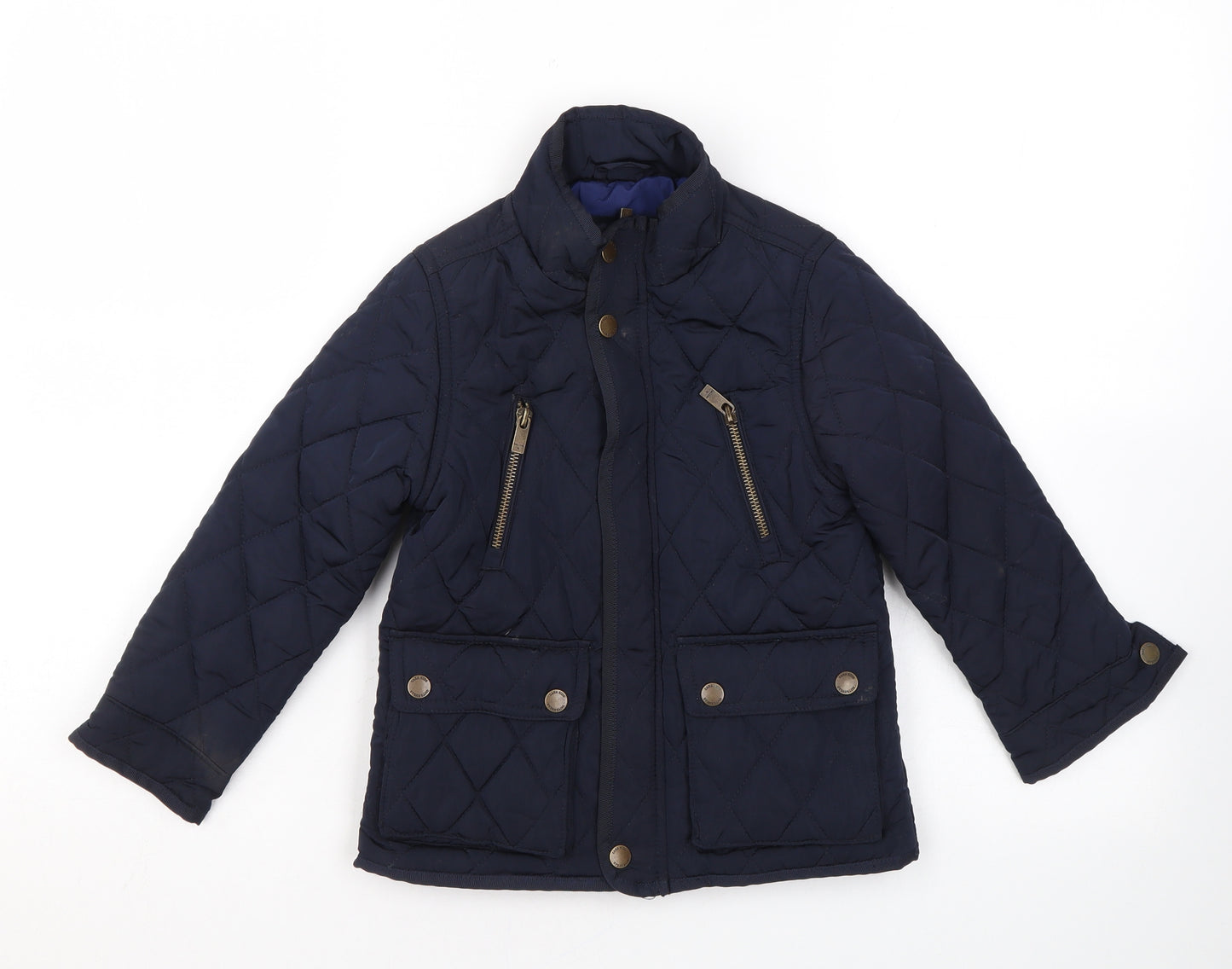 Zara Girls Blue Quilted Coat Size 5 Years Zip