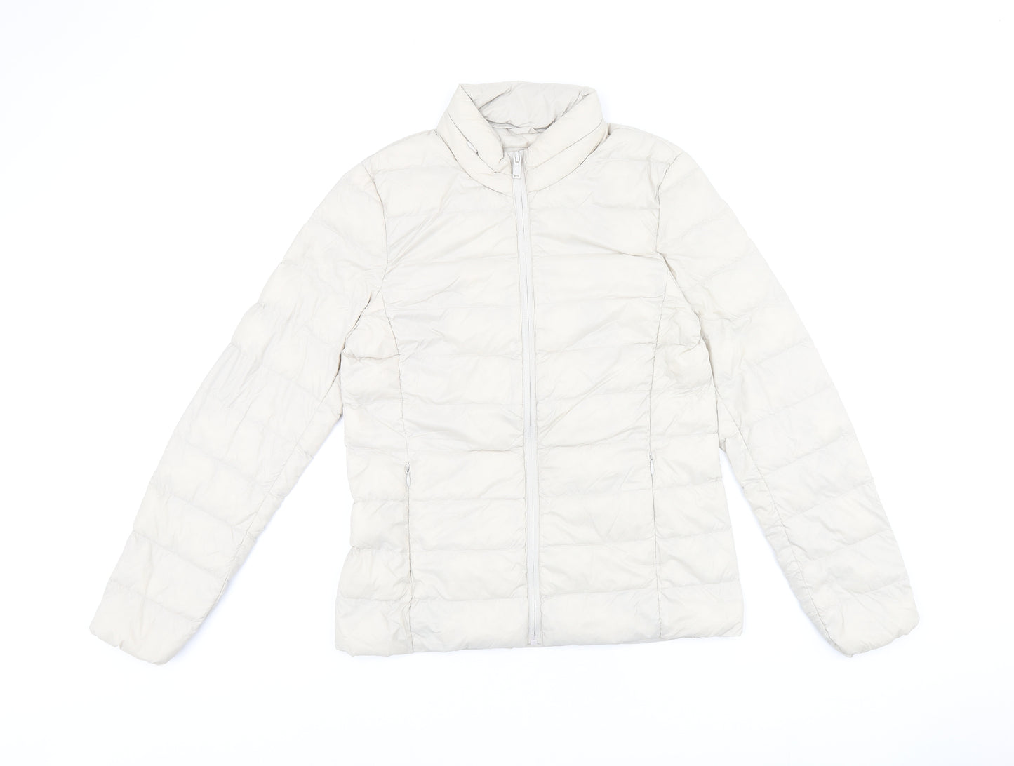 Marks and Spencer Womens Beige Puffer Jacket Coat Size 8 Zip