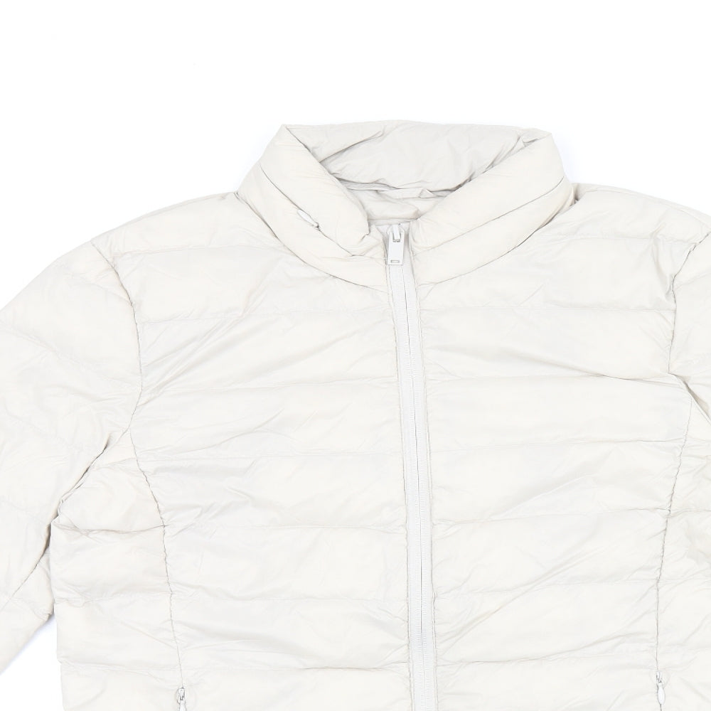 Marks and Spencer Womens Beige Puffer Jacket Coat Size 8 Zip
