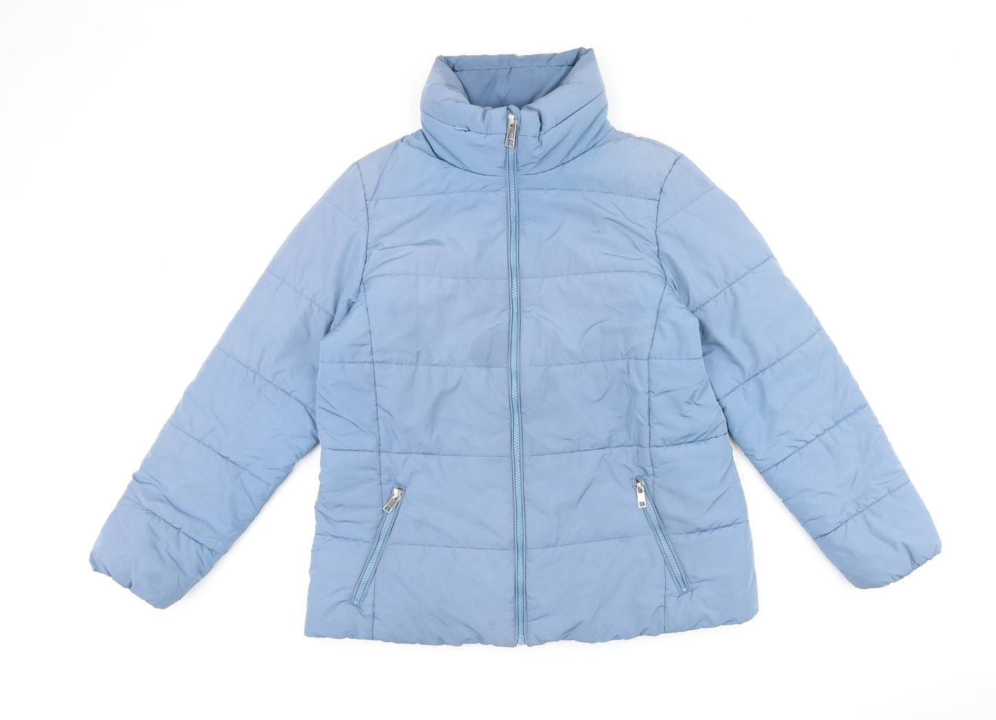 Marks and Spencer Womens Blue Puffer Jacket Coat Size 14 Zip