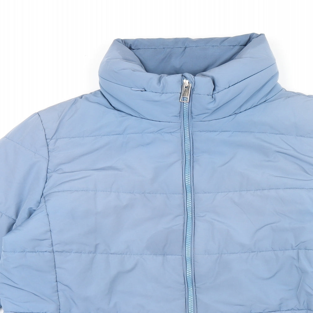 Marks and Spencer Womens Blue Puffer Jacket Coat Size 14 Zip