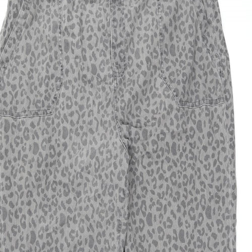 Marks and Spencer Womens Green Animal Print Cotton Skinny Jeans Size 20 L30.5 in Regular Zip