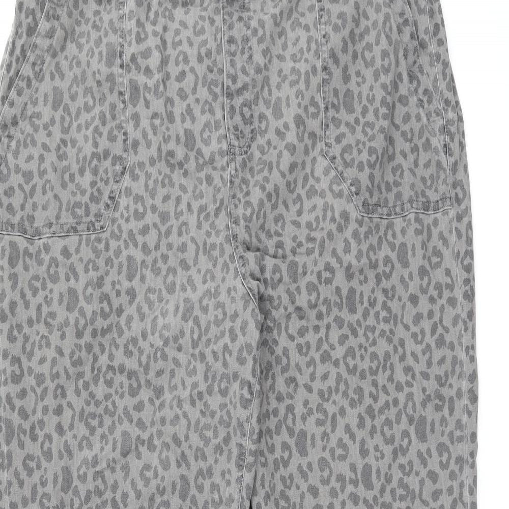 Marks and Spencer Womens Green Animal Print Cotton Skinny Jeans Size 20 L30.5 in Regular Zip