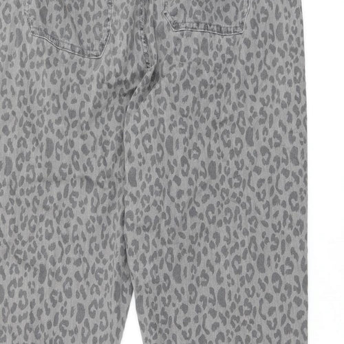 Marks and Spencer Womens Green Animal Print Cotton Skinny Jeans Size 20 L30.5 in Regular Zip