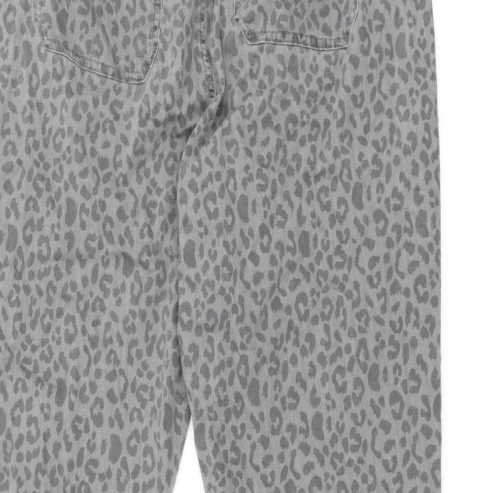 Marks and Spencer Womens Green Animal Print Cotton Skinny Jeans Size 20 L30.5 in Regular Zip