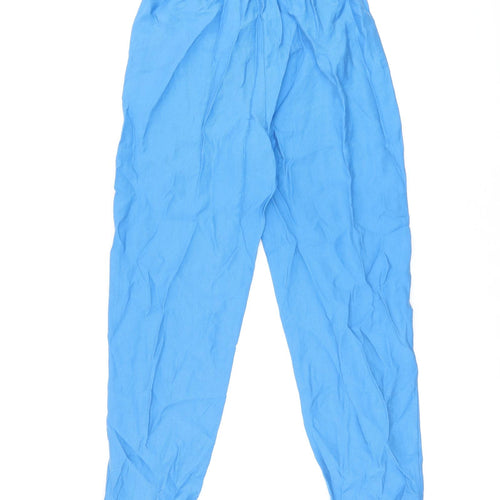 Marks and Spencer Womens Blue Lyocell Trousers Size 8 L25.5 in Regular Drawstring