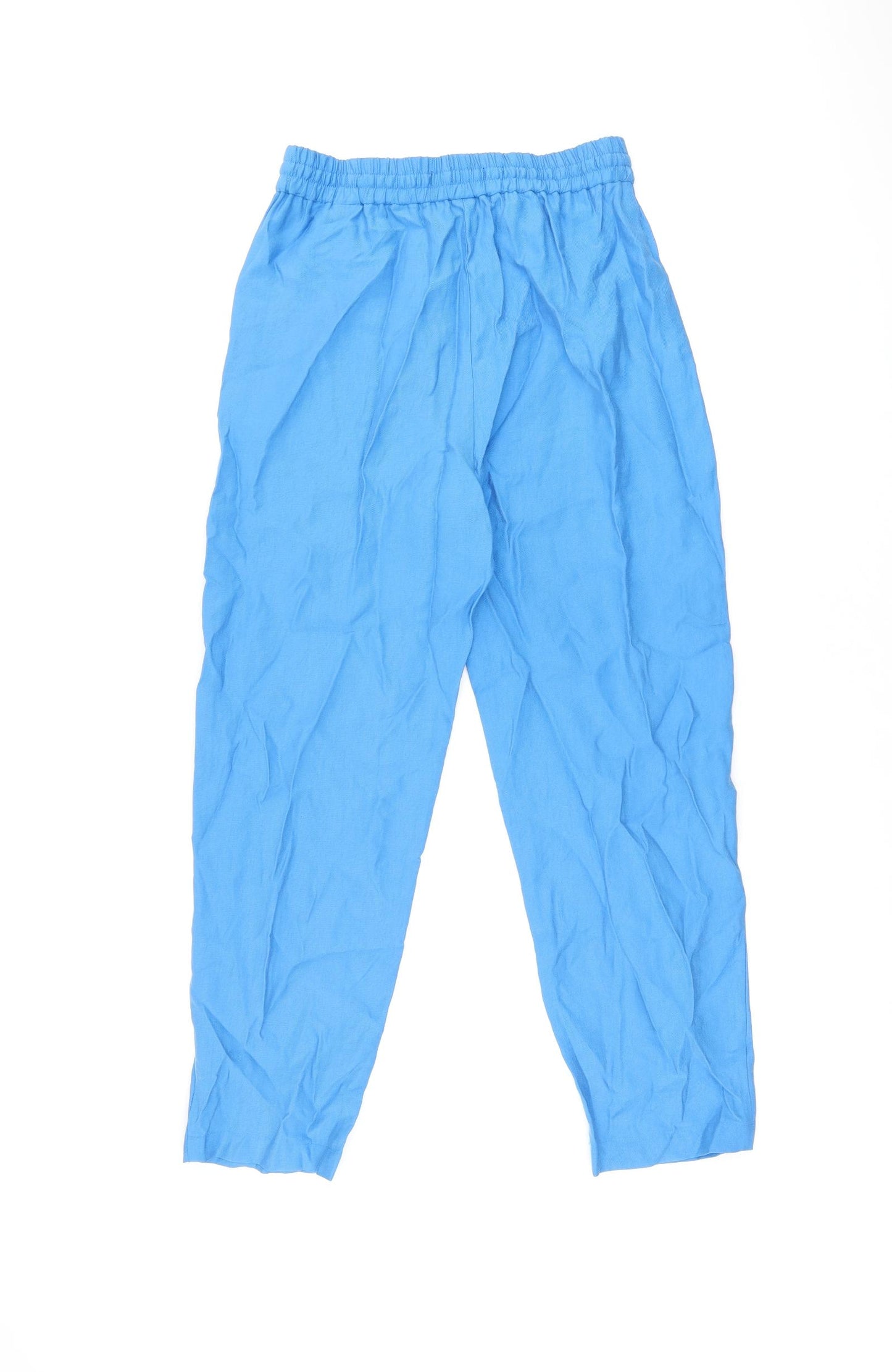 Marks and Spencer Womens Blue Lyocell Trousers Size 8 L25.5 in Regular Drawstring