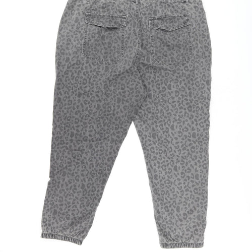 Marks and Spencer Womens Grey Animal Print Cotton Skinny Jeans Size 20 L26 in Regular Zip