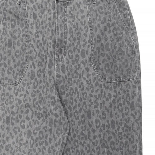 Marks and Spencer Womens Grey Animal Print Cotton Skinny Jeans Size 20 L26 in Regular Zip