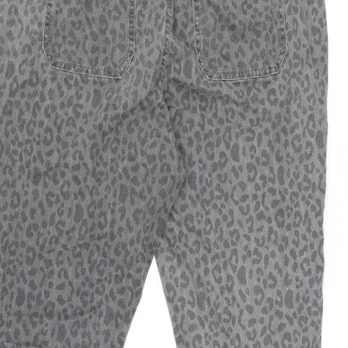 Marks and Spencer Womens Grey Animal Print Cotton Skinny Jeans Size 20 L26 in Regular Zip