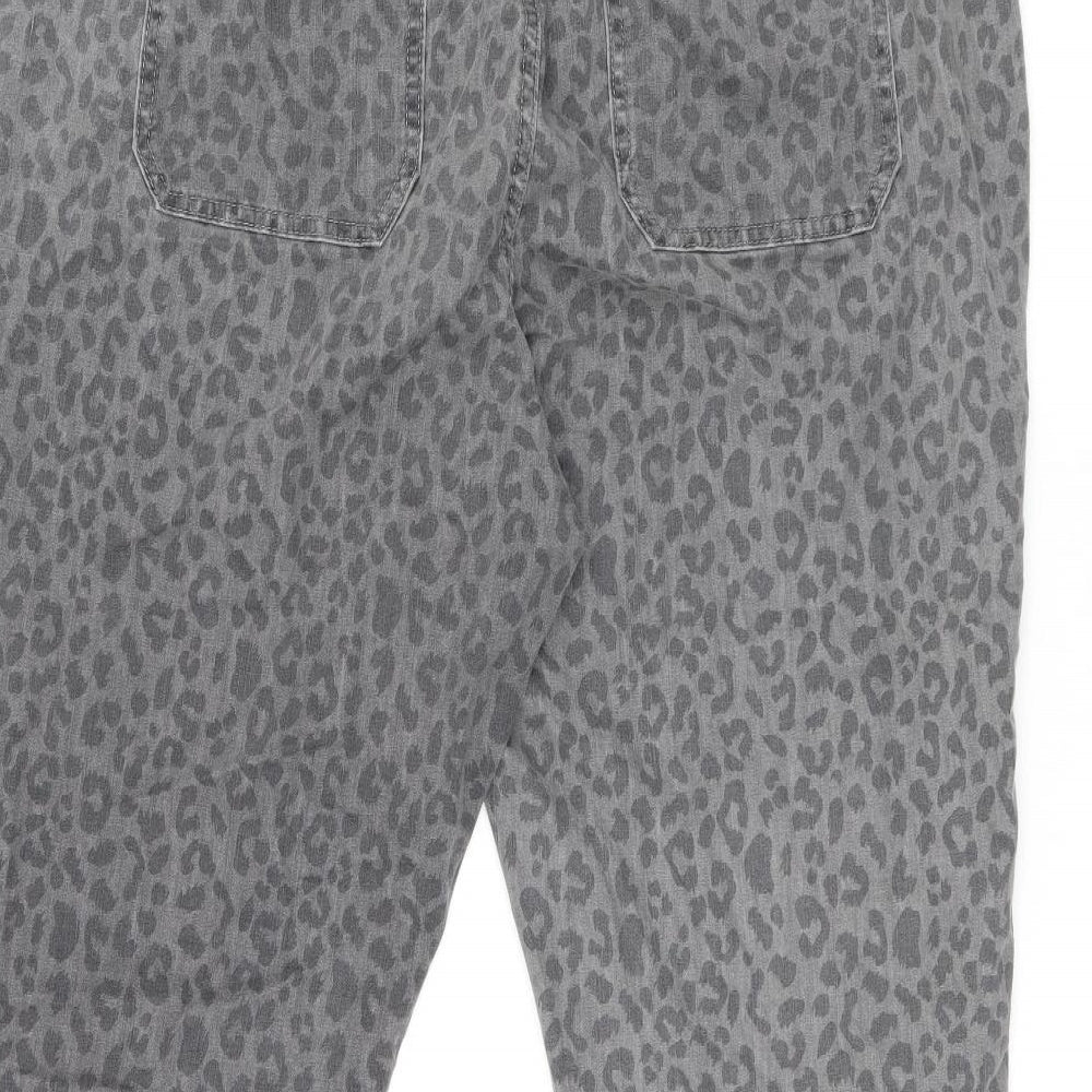Marks and Spencer Womens Grey Animal Print Cotton Skinny Jeans Size 20 L26 in Regular Zip