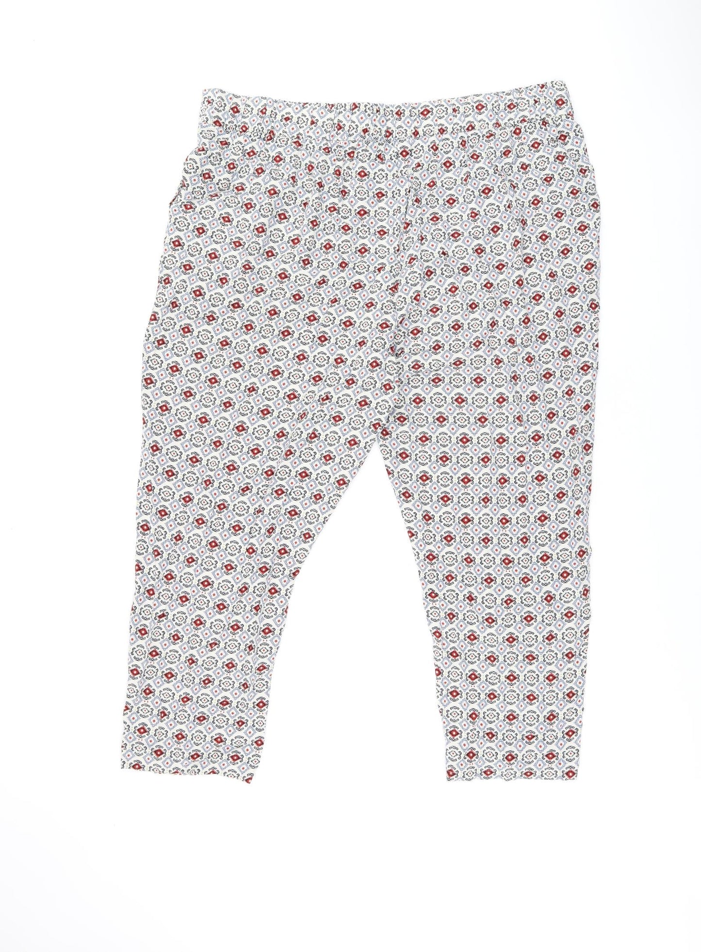 Marks and Spencer Womens Multicoloured Geometric Viscose Cropped Trousers Size 22 L24.5 in Regular