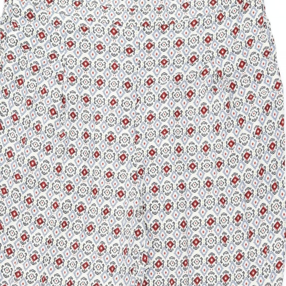 Marks and Spencer Womens Multicoloured Geometric Viscose Cropped Trousers Size 22 L24.5 in Regular