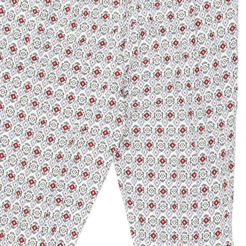 Marks and Spencer Womens Multicoloured Geometric Viscose Cropped Trousers Size 22 L24.5 in Regular