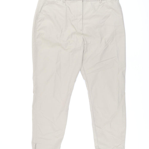 Marks and Spencer Womens Brown Cotton Chino Trousers Size 18 L27 in Regular Zip