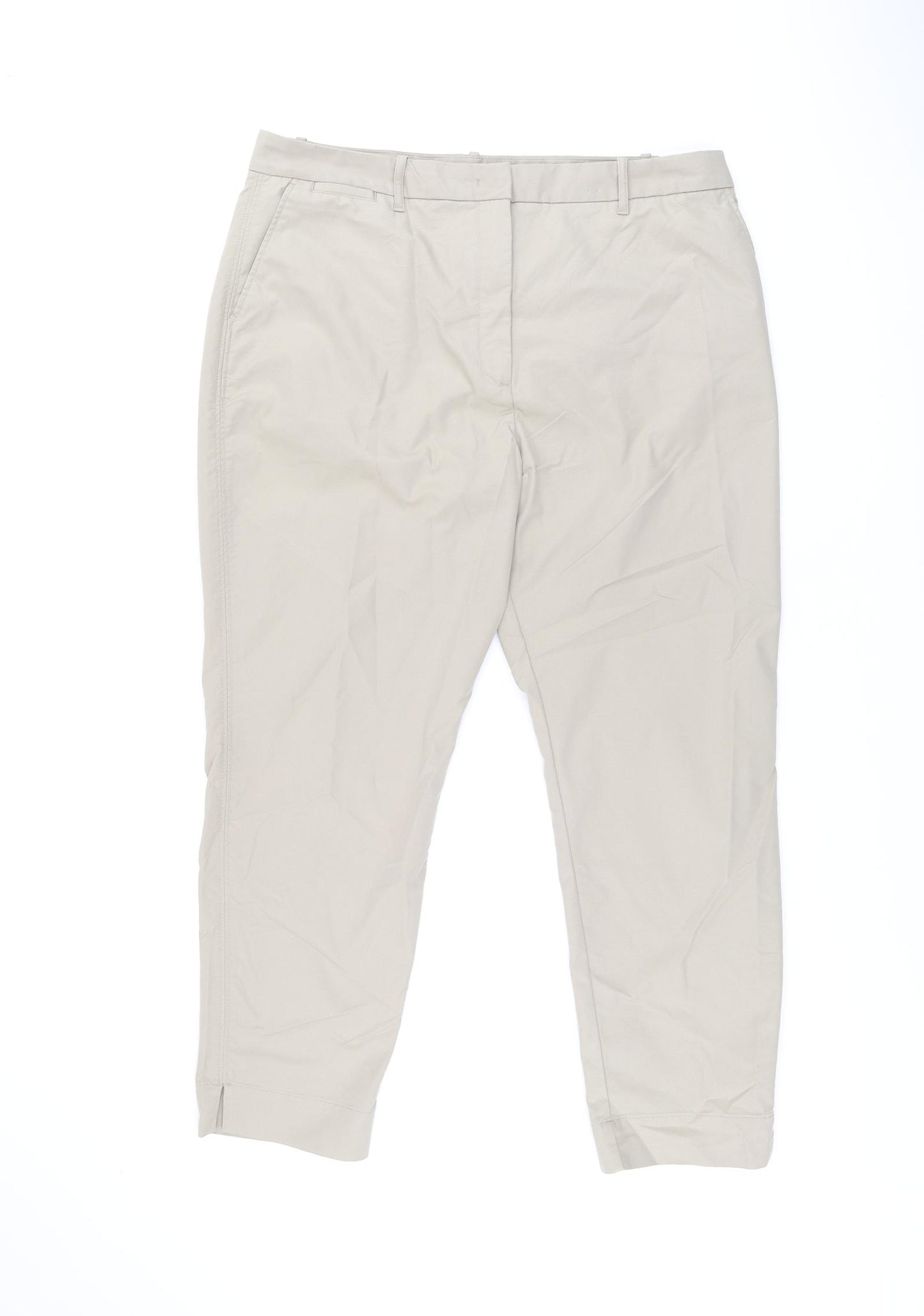 Marks and Spencer Womens Brown Cotton Chino Trousers Size 18 L27 in Regular Zip
