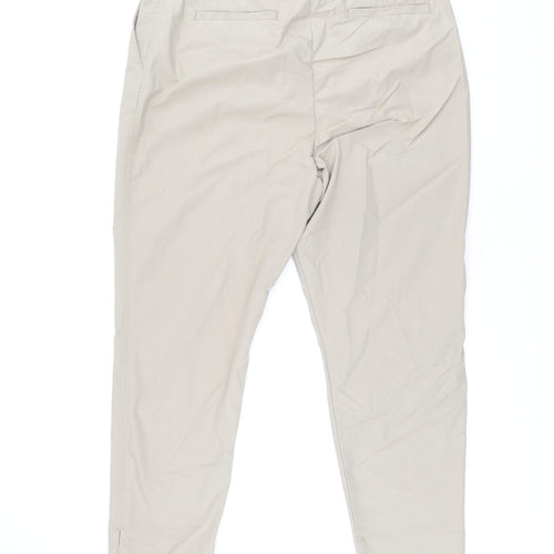 Marks and Spencer Womens Brown Cotton Chino Trousers Size 18 L27 in Regular Zip