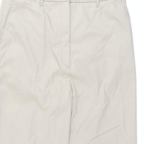Marks and Spencer Womens Brown Cotton Chino Trousers Size 18 L27 in Regular Zip