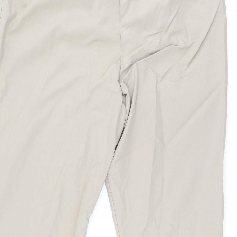 Marks and Spencer Womens Brown Cotton Chino Trousers Size 18 L27 in Regular Zip