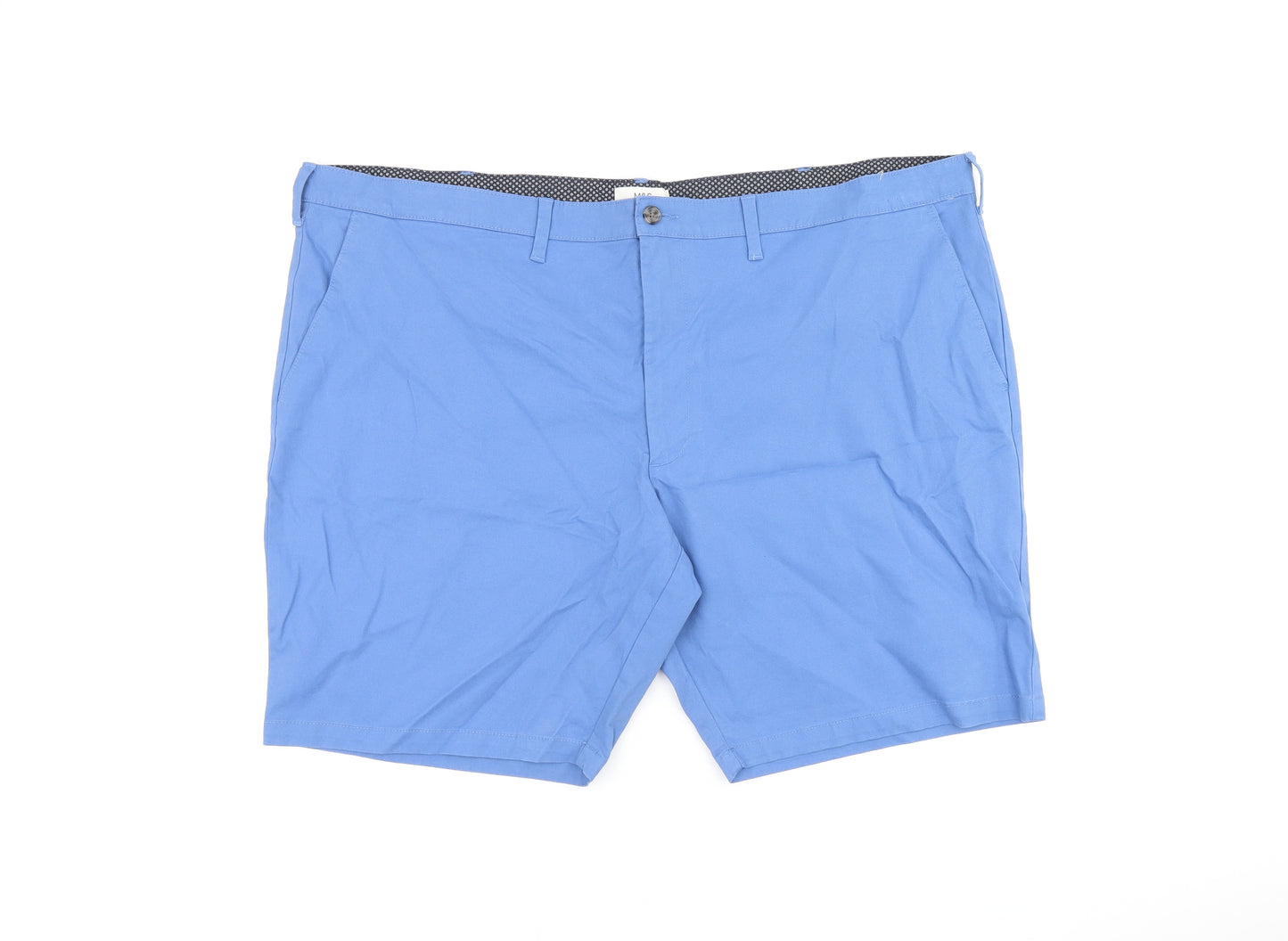 Marks and Spencer Mens Blue Cotton Bermuda Shorts Size 48 in L9 in Regular Zip