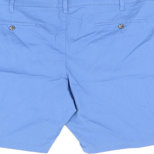 Marks and Spencer Mens Blue Cotton Bermuda Shorts Size 48 in L9 in Regular Zip