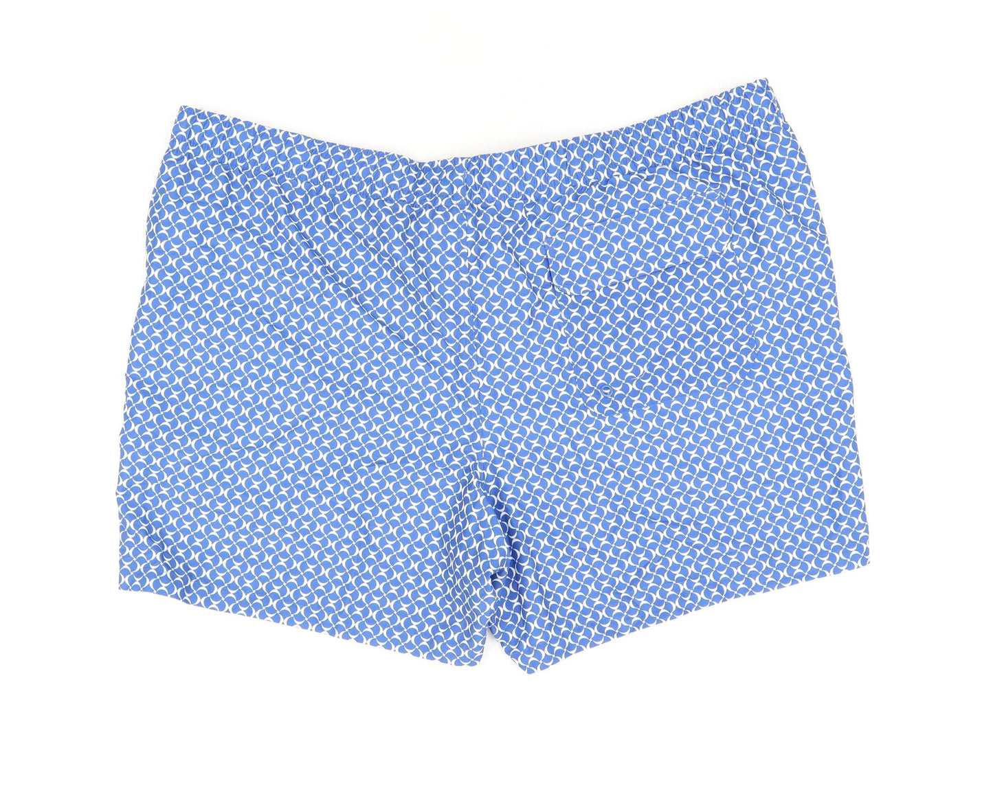 Marks and Spencer Mens Blue Geometric Polyester Bermuda Shorts Size 3XL Regular Drawstring - Swim Short