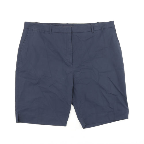 Marks and Spencer Womens Blue Cotton Bermuda Shorts Size 22 L10 in Regular Zip