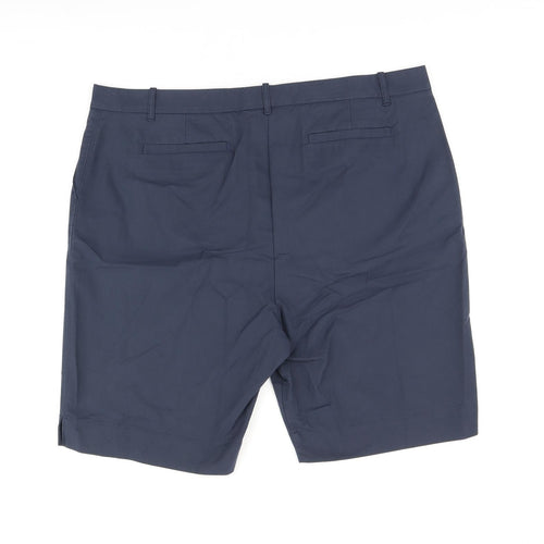 Marks and Spencer Womens Blue Cotton Bermuda Shorts Size 22 L10 in Regular Zip