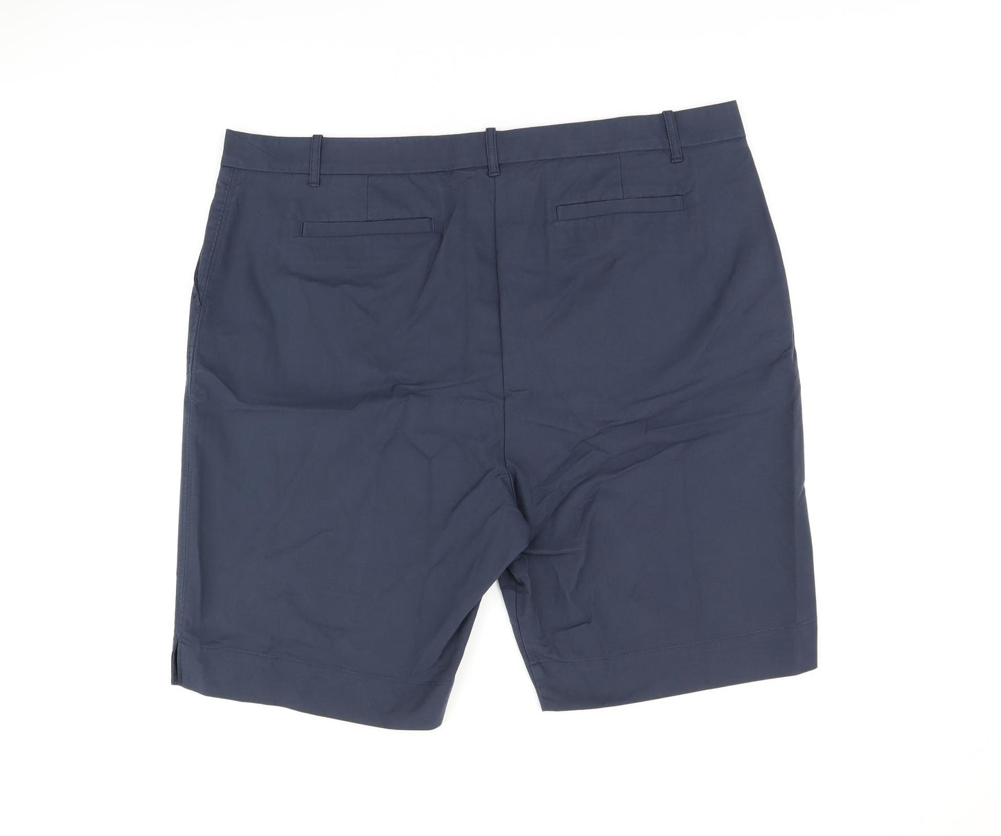 Marks and Spencer Womens Blue Cotton Bermuda Shorts Size 22 L10 in Regular Zip