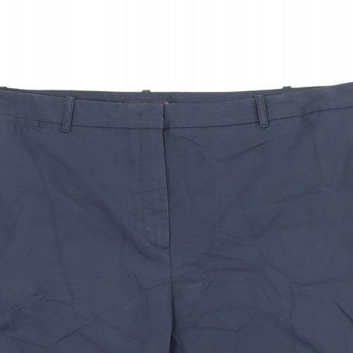 Marks and Spencer Womens Blue Cotton Bermuda Shorts Size 22 L10 in Regular Zip