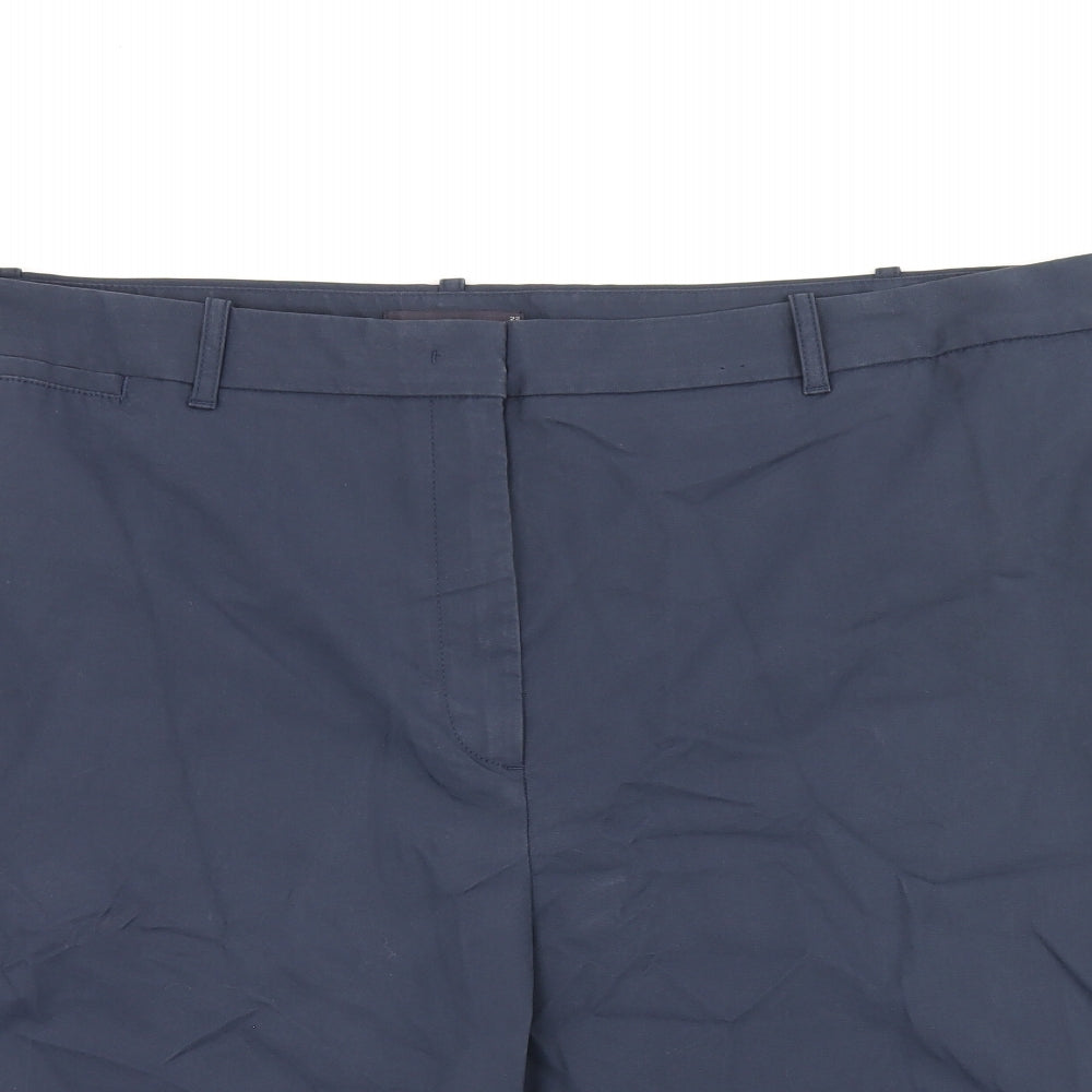 Marks and Spencer Womens Blue Cotton Bermuda Shorts Size 22 L10 in Regular Zip