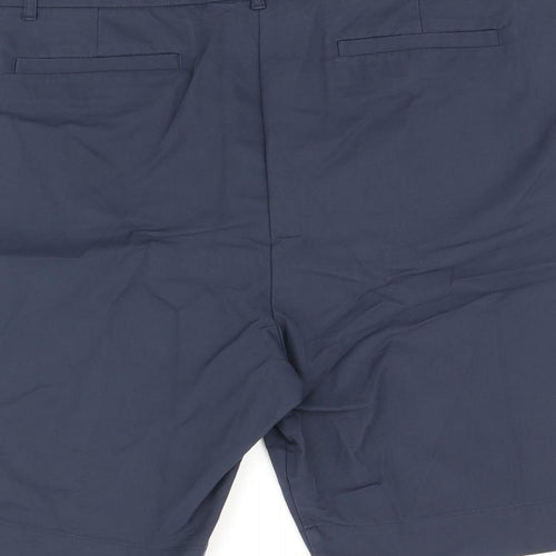 Marks and Spencer Womens Blue Cotton Bermuda Shorts Size 22 L10 in Regular Zip