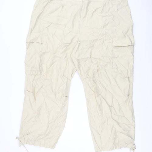 Marks and Spencer Womens Beige Modal Cargo Trousers Size 24 L26 in Regular Zip