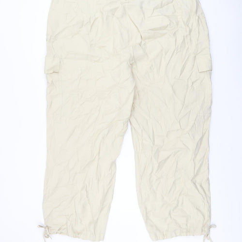 Marks and Spencer Womens Beige Modal Cargo Trousers Size 24 L26 in Regular Zip