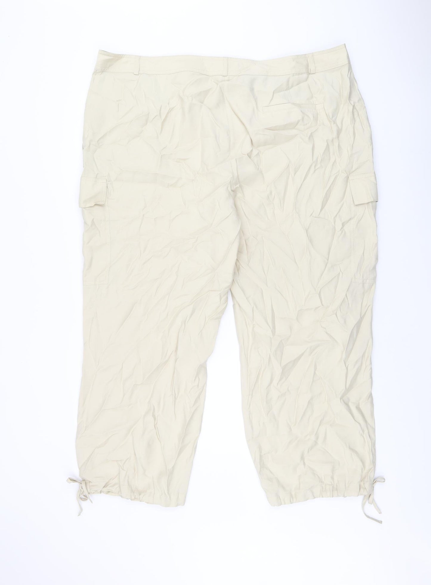 Marks and Spencer Womens Beige Modal Cargo Trousers Size 24 L26 in Regular Zip