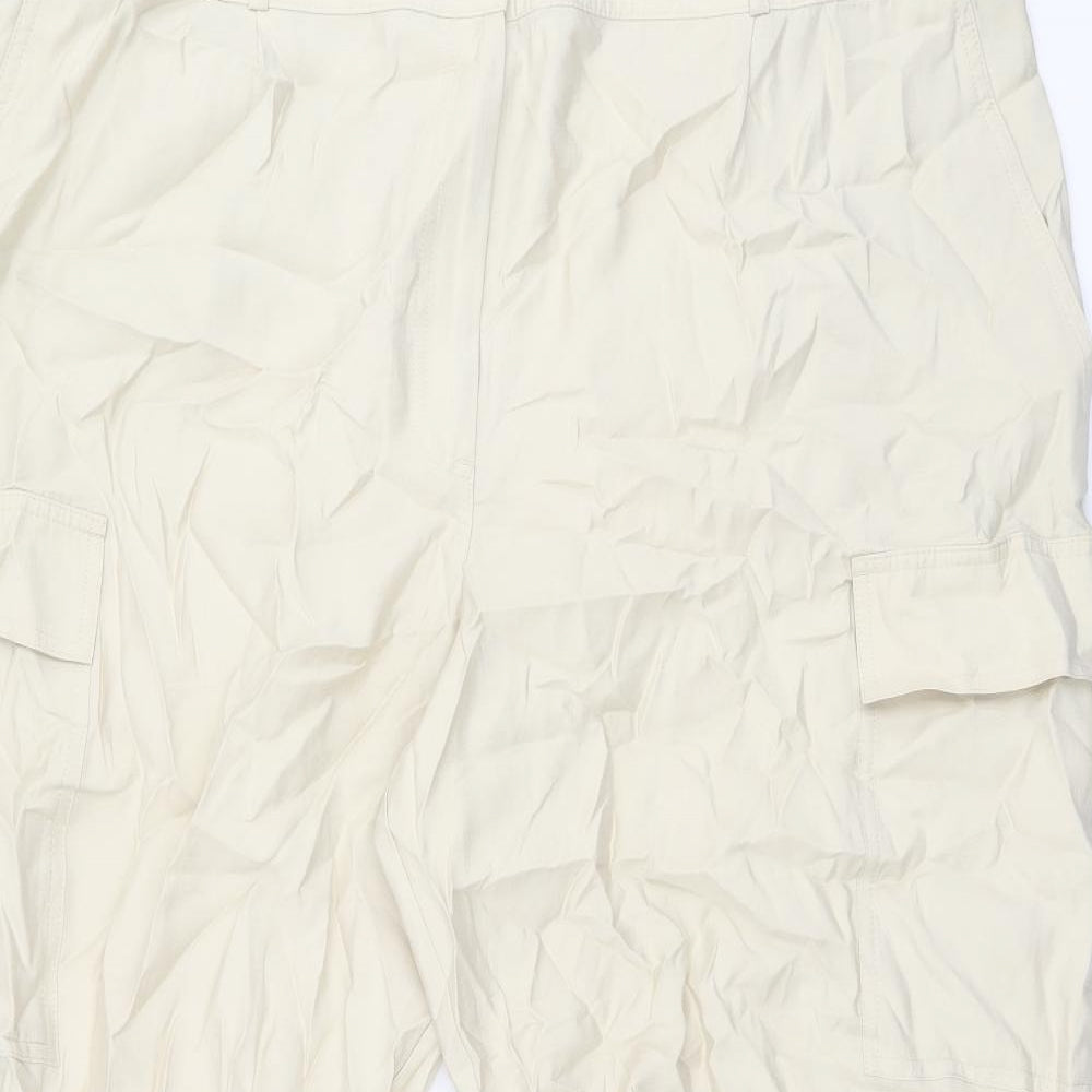 Marks and Spencer Womens Beige Modal Cargo Trousers Size 24 L26 in Regular Zip