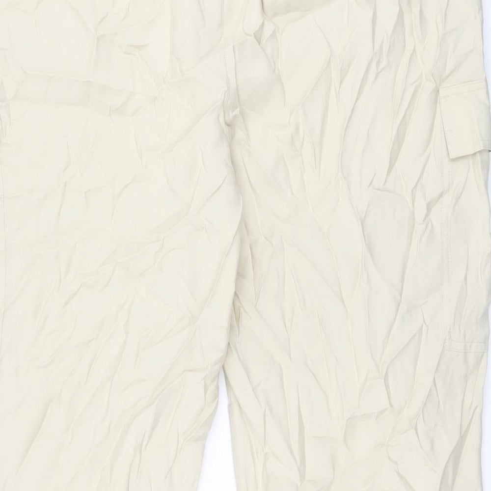 Marks and Spencer Womens Beige Modal Cargo Trousers Size 24 L26 in Regular Zip
