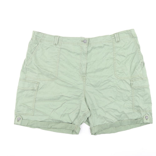 Marks and Spencer Womens Green Lyocell Cargo Shorts Size 24 L7 in Regular Zip