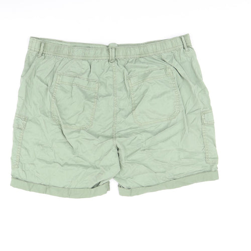 Marks and Spencer Womens Green Lyocell Cargo Shorts Size 24 L7 in Regular Zip