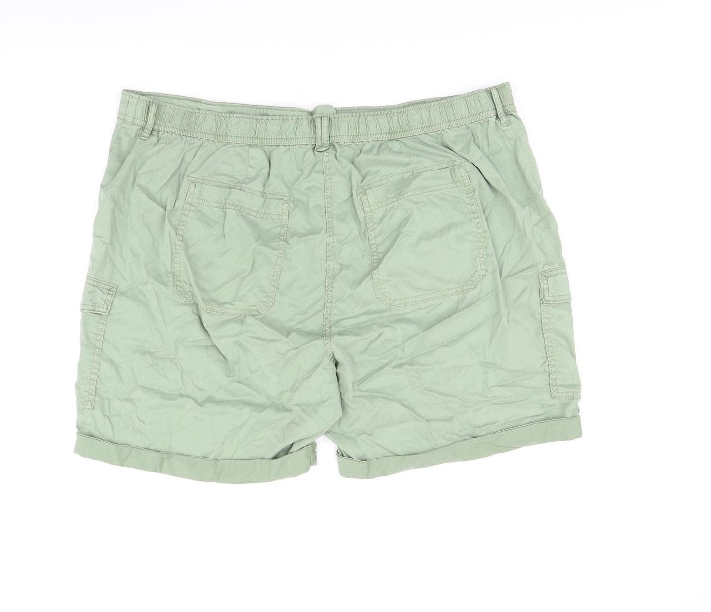 Marks and Spencer Womens Green Lyocell Cargo Shorts Size 24 L7 in Regular Zip