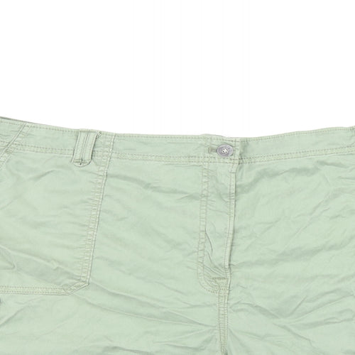 Marks and Spencer Womens Green Lyocell Cargo Shorts Size 24 L7 in Regular Zip