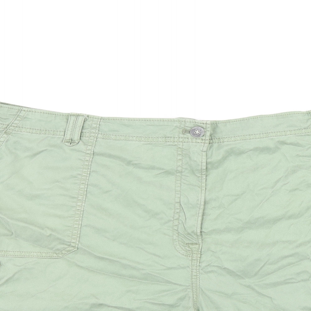 Marks and Spencer Womens Green Lyocell Cargo Shorts Size 24 L7 in Regular Zip