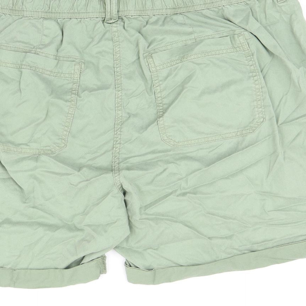 Marks and Spencer Womens Green Lyocell Cargo Shorts Size 24 L7 in Regular Zip