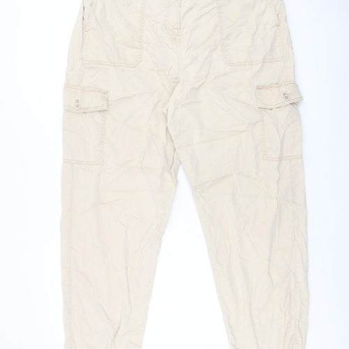 Marks and Spencer Womens Beige Lyocell Cargo Trousers Size 18 L29 in Regular Zip