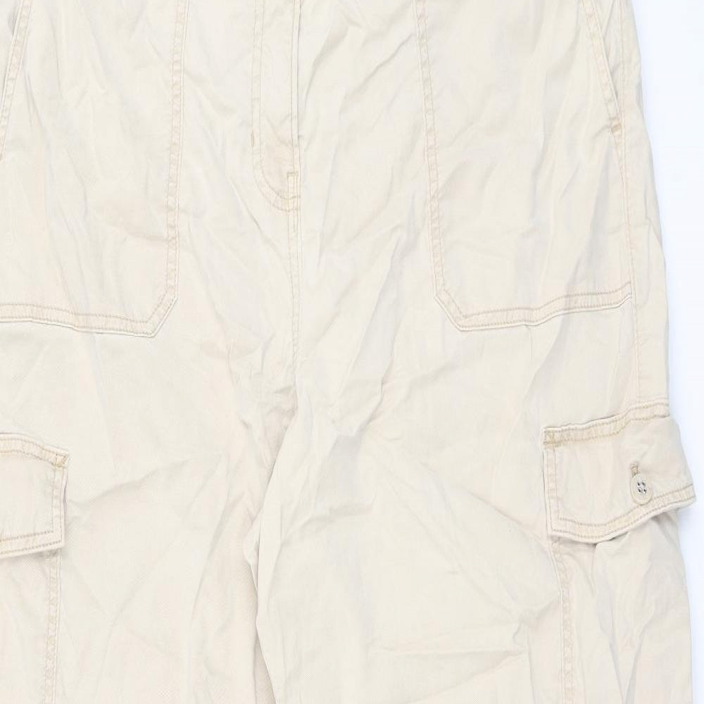 Marks and Spencer Womens Beige Lyocell Cargo Trousers Size 18 L29 in Regular Zip