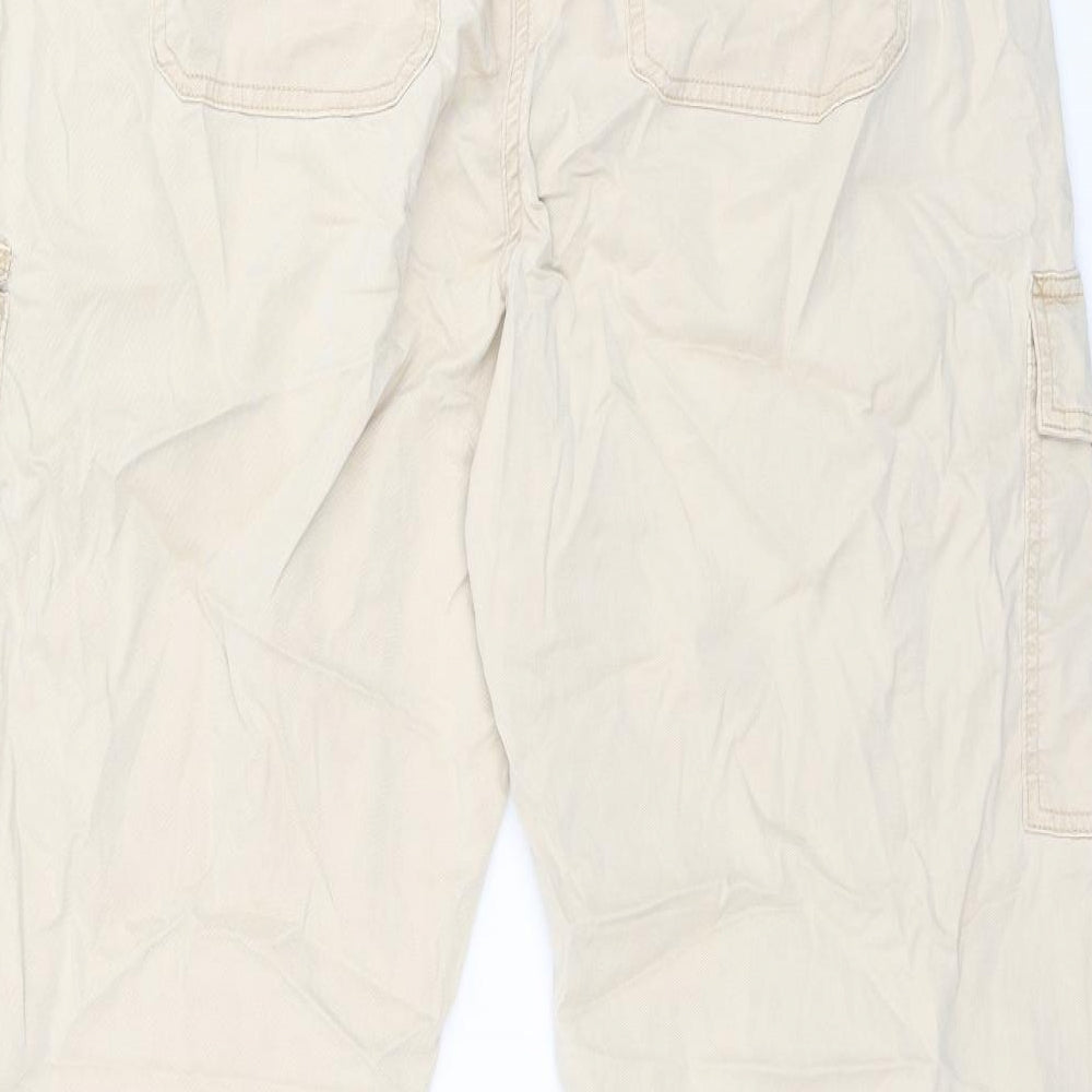 Marks and Spencer Womens Beige Lyocell Cargo Trousers Size 18 L29 in Regular Zip