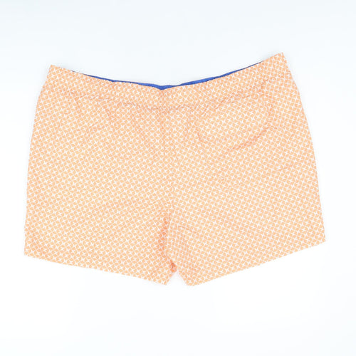 Marks and Spencer Mens Orange Geometric Polyester Bermuda Shorts Size 3XL Regular Drawstring - Swim Shorts
