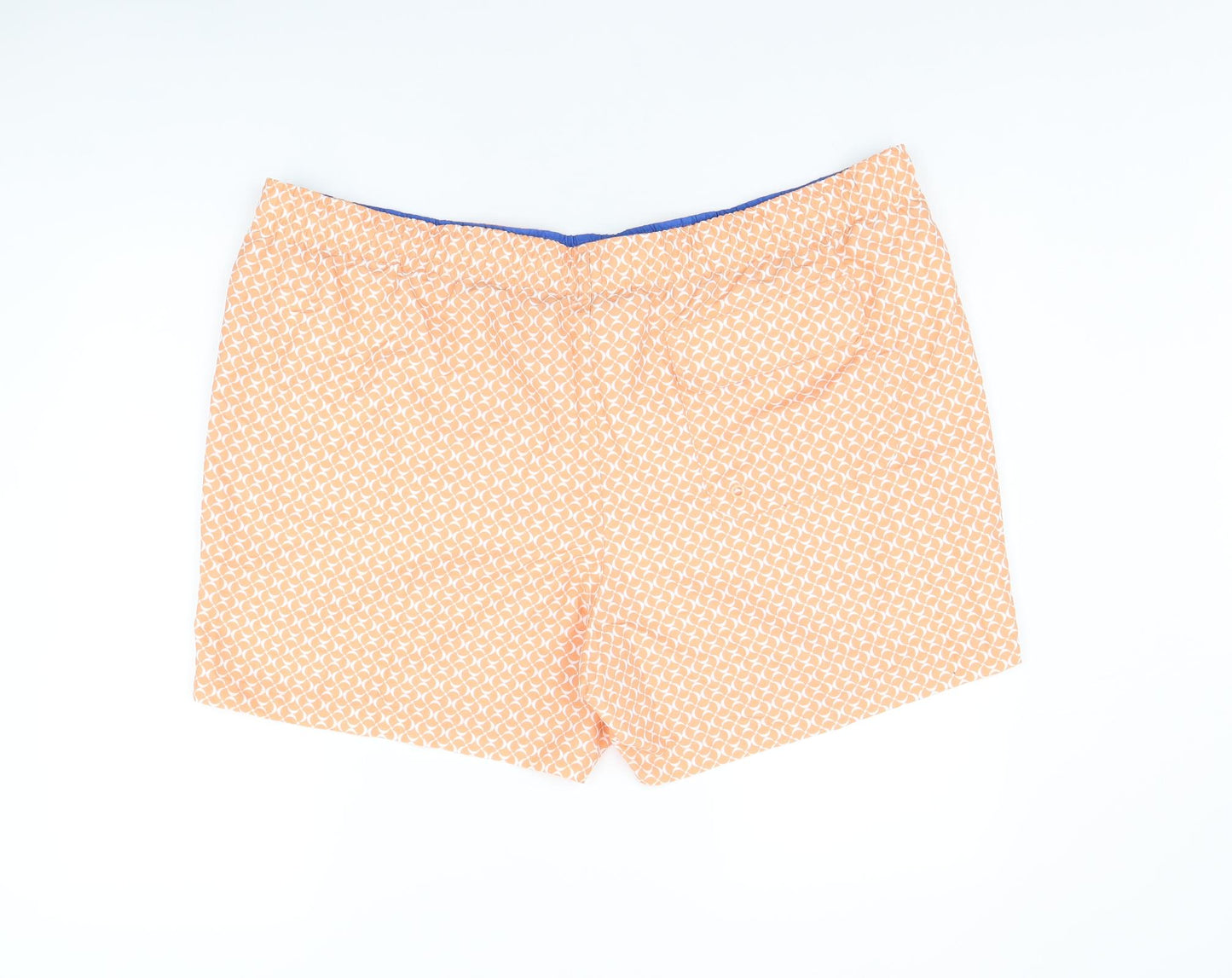 Marks and Spencer Mens Orange Geometric Polyester Bermuda Shorts Size 3XL Regular Drawstring - Swim Shorts