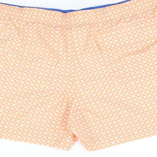 Marks and Spencer Mens Orange Geometric Polyester Bermuda Shorts Size 3XL Regular Drawstring - Swim Shorts